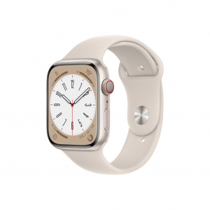 Apple Watch Series 8 GPS + Cellular 45mm csillagfény alumíniumtok, csillagfény sportszíj (MNK73CM/A)