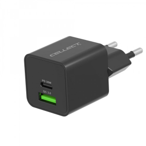 Cellect hálózati töltő adapter PD 30W / QC3.0 18W fekete (MTCB-PD30W-BK)