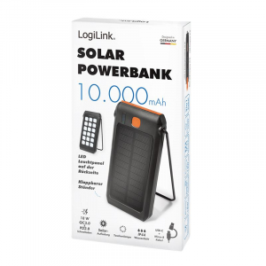 LogiLink napelemes Power Bank 10000mAh fekete (PA0273)