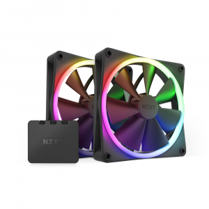 NZXT F140 RGB Twin Pack ház hűtő ventilátor 2db, 14cm fekete + vezérlő (RF-R14DF-B1)