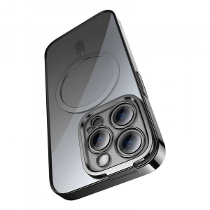 Baseus Glitter iPhone 14 Pro Átlátszó mágneses tok és üvegfólia fekete (ARMC010101)