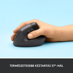 Logitech Lift jobbkezes függőleges ergonómikus vezeték nélküli egér grafitszürke (910-006473)