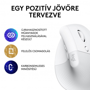 Logitech Lift függőleges ergonómikus vezeték nélküli egér piszkosfehér (910-006475)