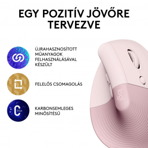 Logitech Lift függőleges ergonómikus vezeték nélküli egér rózsaszín (910-006478)