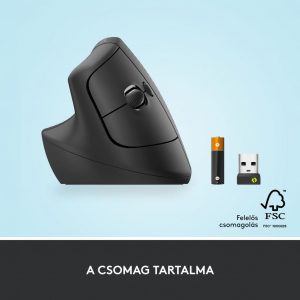 Logitech Lift balkezes függőleges ergonómikus vezeték nélküli egér grafitszürke (910-006474)