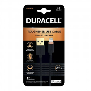 Duracell USB - Lightning kábel 2m fekete (USB7022A)