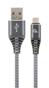 Gembird USB micro-B - USB Type-A szövet borítású adat- és töltőkábel 1m szürke (CC-USB2B-AMmBM-1M-WB2)