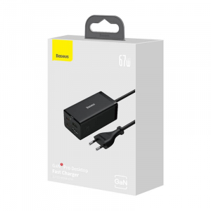 Baseus GaN5 Pro töltő 2xUSB-C + USB + HDMI 67W fekete (CCGP110201)