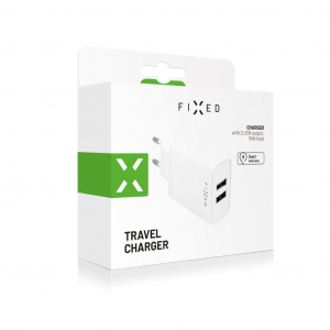 FIXED Travel 2xUSB-A hálózati töltő 15W fehér (FIXC15-2U-WH)