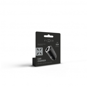 FIXED USB-A, USB-C autós töltő 30W fekete (FIXCC30M-CU-BK)