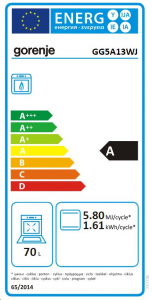 Gorenje GG5A13WJ gáztűzhely fehér