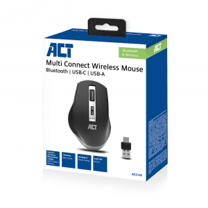 ACT AC5145 Multi-Connect vezeték nélküli (Bluetooth 3.0, 5.0 és 2.4GHz) egér fekete