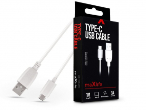 Maxlife TF-0174 USB - USB Type C adat- és töltőkábel 1m fehér