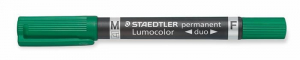 STAEDTLER "Lumocolor duo 348" alkoholos marker 0,6/1,5 mm kúpos, kétvégű zöld (348-5)