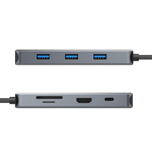 Hikvision 3 portos USB Hub + 1x USB-C + 2x HDMI + 1x VGA + kártyaolvasó (HS-HUB-DS801(STD)/H/3U3/P/T/S/V)