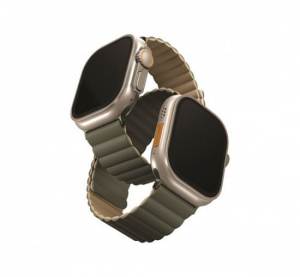 Uniq Revix Apple Watch 42/44/45/49mm mágneses szilikon szíj kék/barna (UNIQ-49MM-REVMGRNTAN)