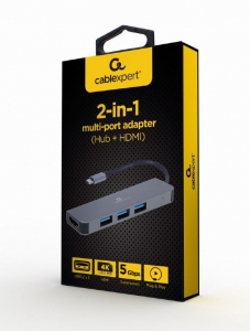 Gembird Multi Port Adapter USB Type C 2in1 USB hub (A-CM-COMBO2-01)