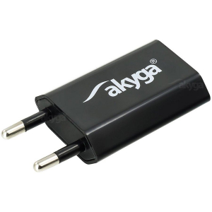 Akyga USB-s hálózati töltő adapter USB 5V/1A fekete  (AK-CH-03BK)