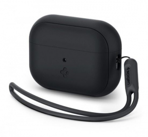 Spigen Apple AirPods Pro 2 szilikon tok csuklópánttal fekete (ACS05479)
