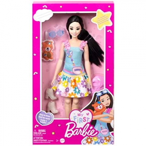 Mattel Barbie: első Barbie bab&aacute;m - fekete haj&uacute; baba 34cm (HLL22)