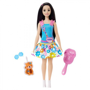 Mattel Barbie: első Barbie bab&aacute;m - fekete haj&uacute; baba 34cm (HLL22)
