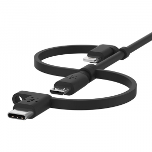 Belkin BoostCharge USB-A - USB-C/Micro-USB/Lightning k&aacute;bel fekete (CAC001bt1MBK)