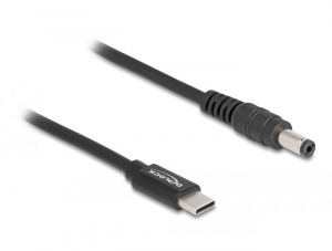 Delock 5.5x2.1mm -> USB-C notebook t&ouml;ltő k&aacute;bel 1.5m fekete (87977)