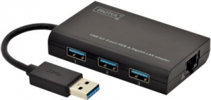 Digitus USB 3.0 3-port Hub és LAN adapter (DA-70250)