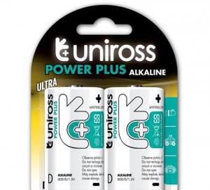 Uniross Power Plus LR20/BP2 1,5V D/g&oacute;li&aacute;t tart&oacute;s alk&aacute;li elem 2db/cs (LR20-UALKDPP2)