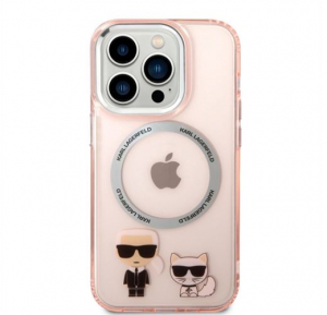 Karl Lagerfeld and Choupette MagSafe Apple iPhone 14 Pro hátlap tok rózsaszín (KLHMP14LHKCP)