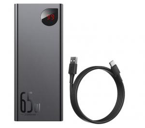 Baseus Adaman Metal 20000mAh PD QC 3.0 65W, 2xUSB + USB-C + micro USB Powerbank fekete (PPIMDA-D01)