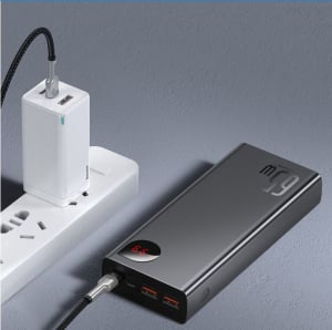 Baseus Adaman Metal 20000mAh PD QC 3.0 65W, 2xUSB + USB-C + micro USB Powerbank fekete (PPIMDA-D01)