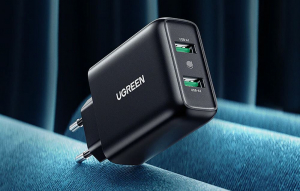 UGREEN 2xUSB-A gyorstöltő PD 18W fekete (10216)