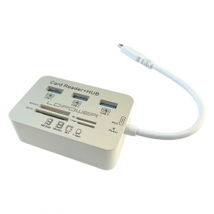 LC Power LC-HUB-C-CR USB-C Hub + k&aacute;rtyaolvas&oacute;