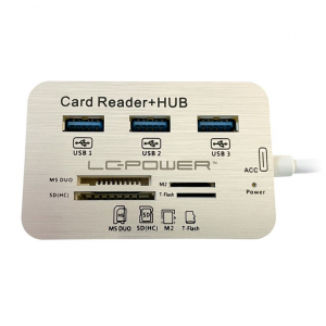 LC Power LC-HUB-C-CR USB-C Hub + k&aacute;rtyaolvas&oacute;