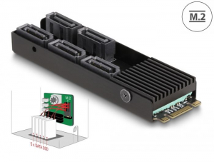 DeLock M.2 2280 B+M-key -> 5x SATA adapterkártya (64051)