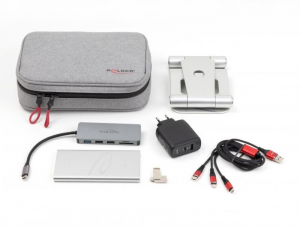 Delock Travel Kit V Tablet Edition - dokkolóállomás / power bank / 3 az 1-ben töltőkábel / tartó / USB memóriakártya (18440)