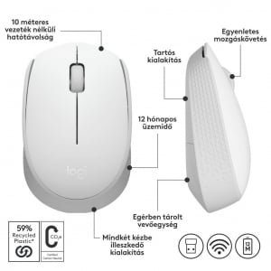 Logitech M171 Vezeték nélküli USB egér - fehér (910-006867)