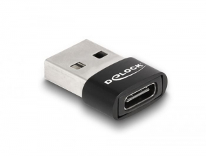 Delock USB 2.0 adapter A-t&iacute;pus&uacute; USB apa - USB Type-C anya fekete (60002)