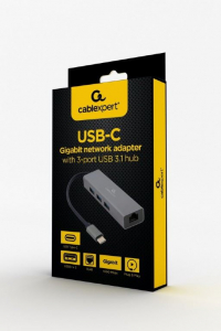 Gembird Gigabit hálózati adapter és USB Hub (A-CMU3-LAN-01)
