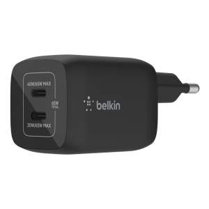 Belkin BoostCharge Pro 2xUSB-C GaN hálózati töltő 65W fekete (WCH013vfBK)