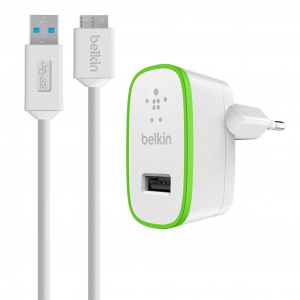 Belkin asztali töltő + Micro USB kábel 2.1A fehér-zöld (F8M865vf03-WHT)