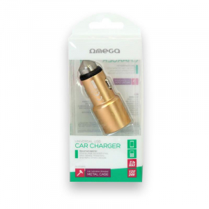 OMEGA 2xUSB-A aut&oacute;s t&ouml;ltő aranysz&iacute;nű (OUCC2MG)