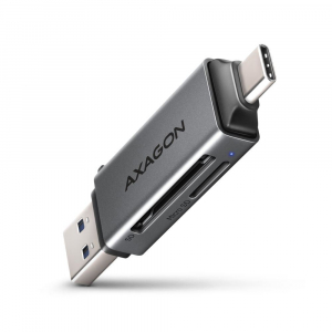 Axagon USB-C + USB-A k&uuml;lső k&aacute;rtyaolvas&oacute; sz&uuml;rke (CRE-DAC)