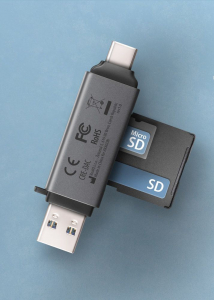 Axagon USB-C + USB-A k&uuml;lső k&aacute;rtyaolvas&oacute; sz&uuml;rke (CRE-DAC)
