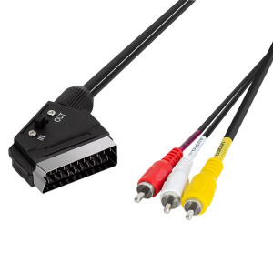 LogiLink Scart apa - 3x RCA apa Audio/Video k&aacute;bel fekete 2m (CA1029)