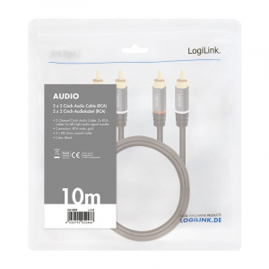 LogiLink 2x RCA apa - 2x RCA apa audio k&aacute;bel fekete 10m (CA1209)
