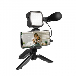 LogiLink Vlogger Kit LED fénnyel, mikrofonnal + állvánnyal 4,7-7"-os okostelefonokhoz (AA0157)