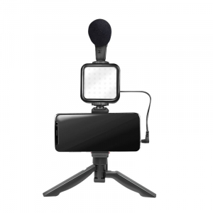 LogiLink Vlogger Kit LED fénnyel, mikrofonnal + állvánnyal 4,7-7"-os okostelefonokhoz (AA0157)