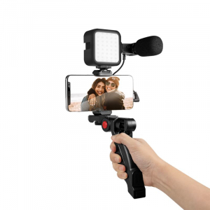 LogiLink Vlogger Kit LED fénnyel, mikrofonnal + állvánnyal 4,7-7"-os okostelefonokhoz (AA0157)